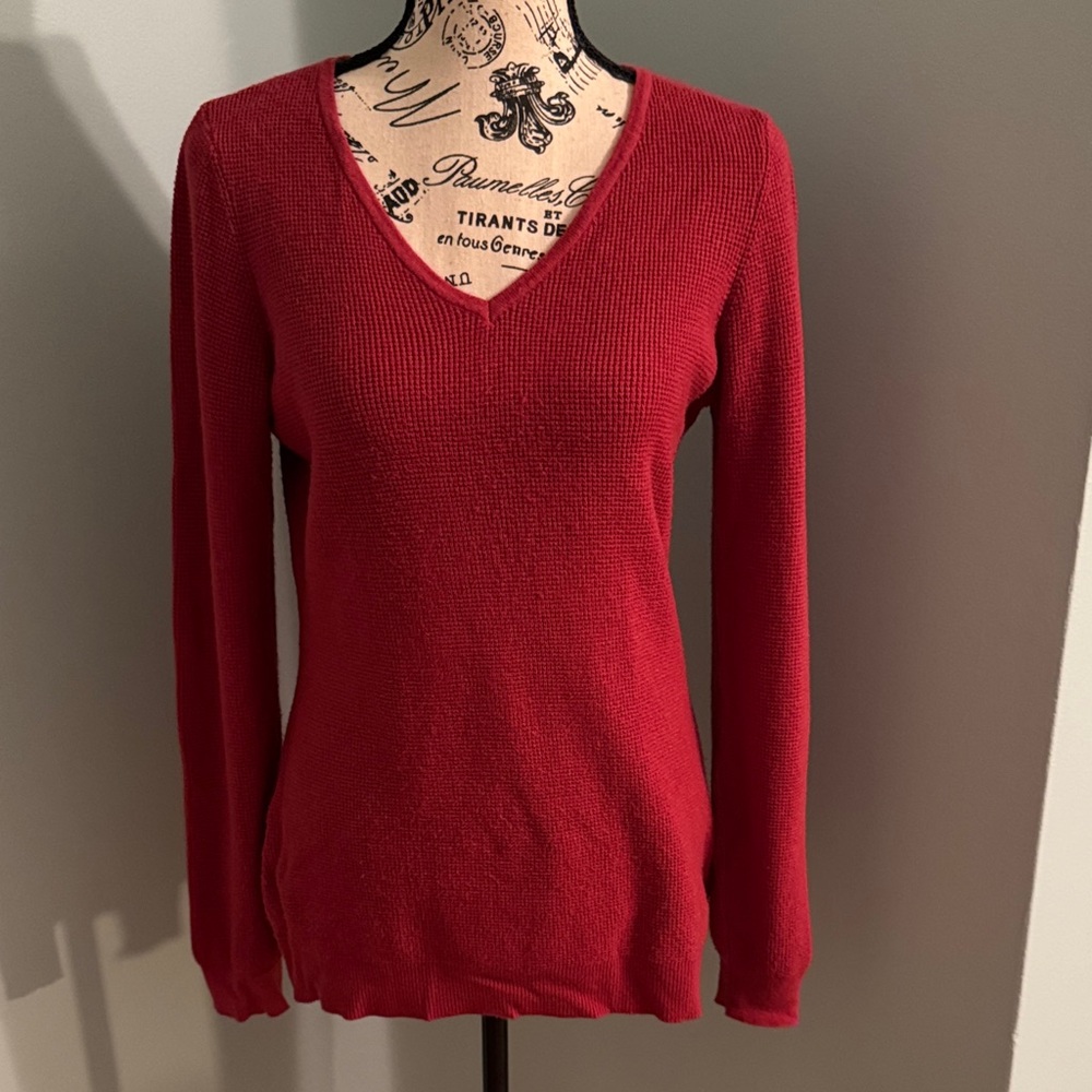 Elegant Red V-Neck Sweater